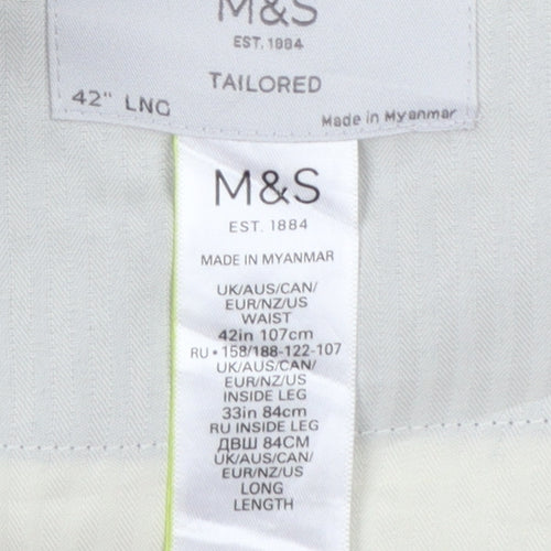 Marks & Spencer Unisex Blue 42 Tailored Linen Blend Straight Trousers
