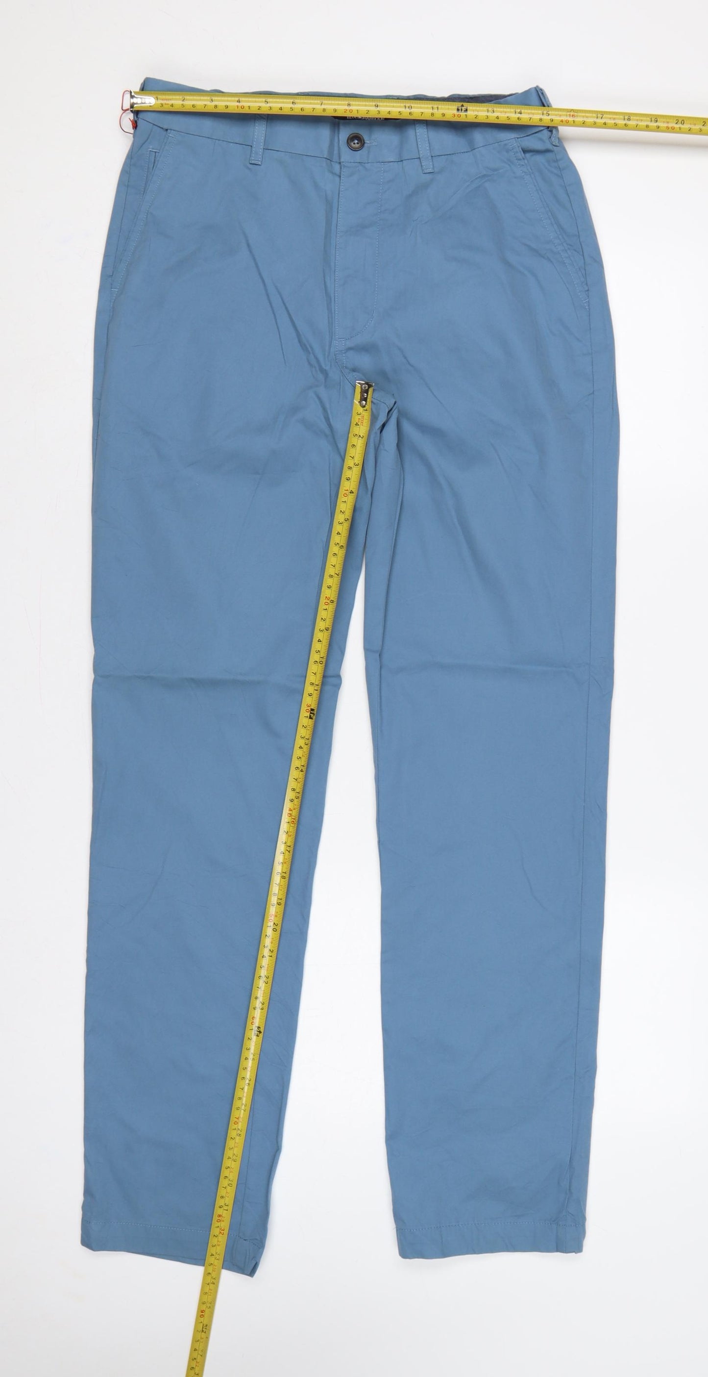 Marks & Spencer Men's Blue 30W 33L Regular Fit Chino Trousers