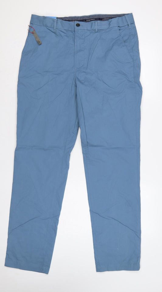 Marks & Spencer Men's Blue 34/33 Regular Fit Chino Trousers