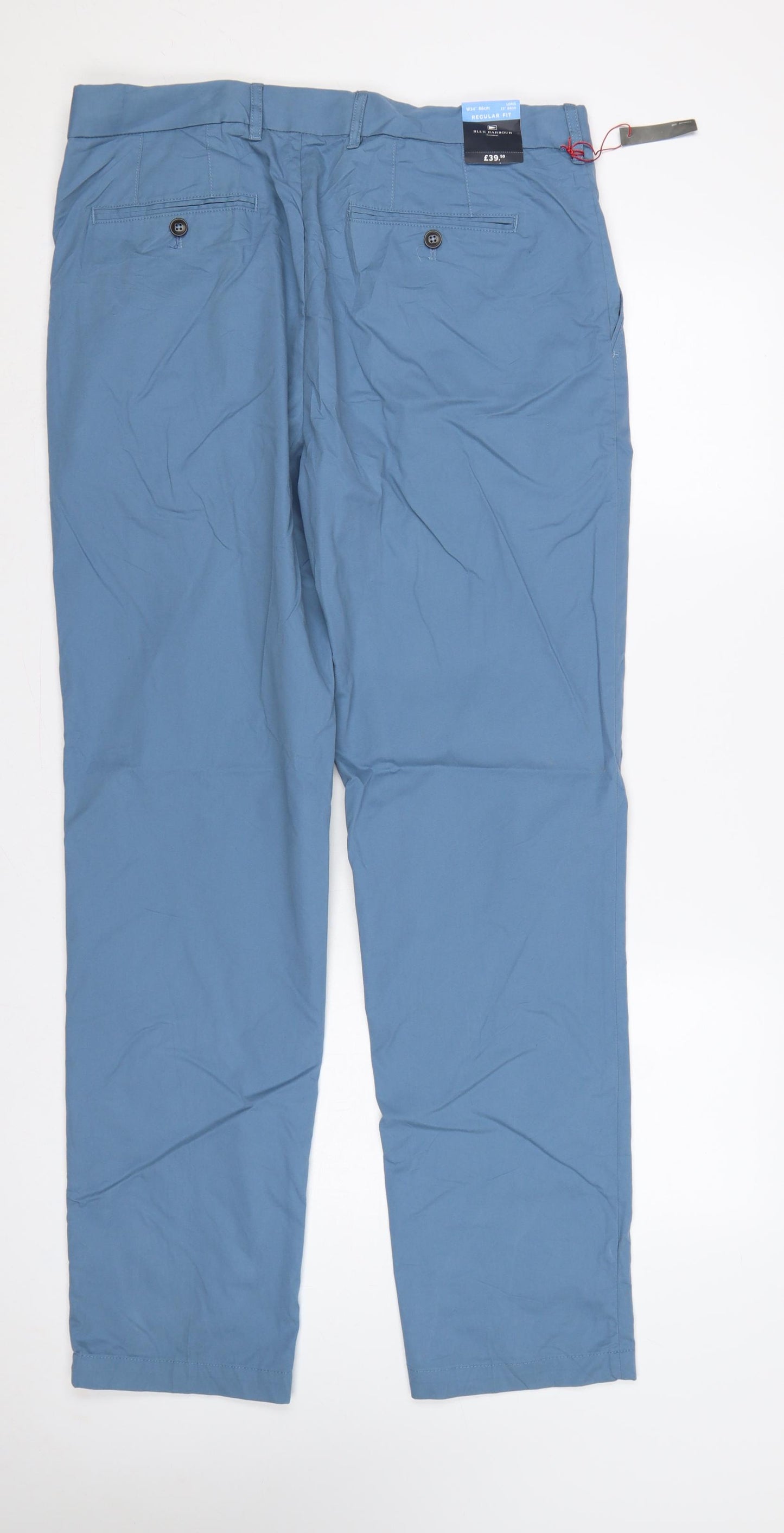 Marks & Spencer Men's Blue 34/33 Regular Fit Chino Trousers
