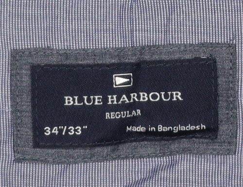 Marks & Spencer Men's Blue 34/33 Regular Fit Chino Trousers