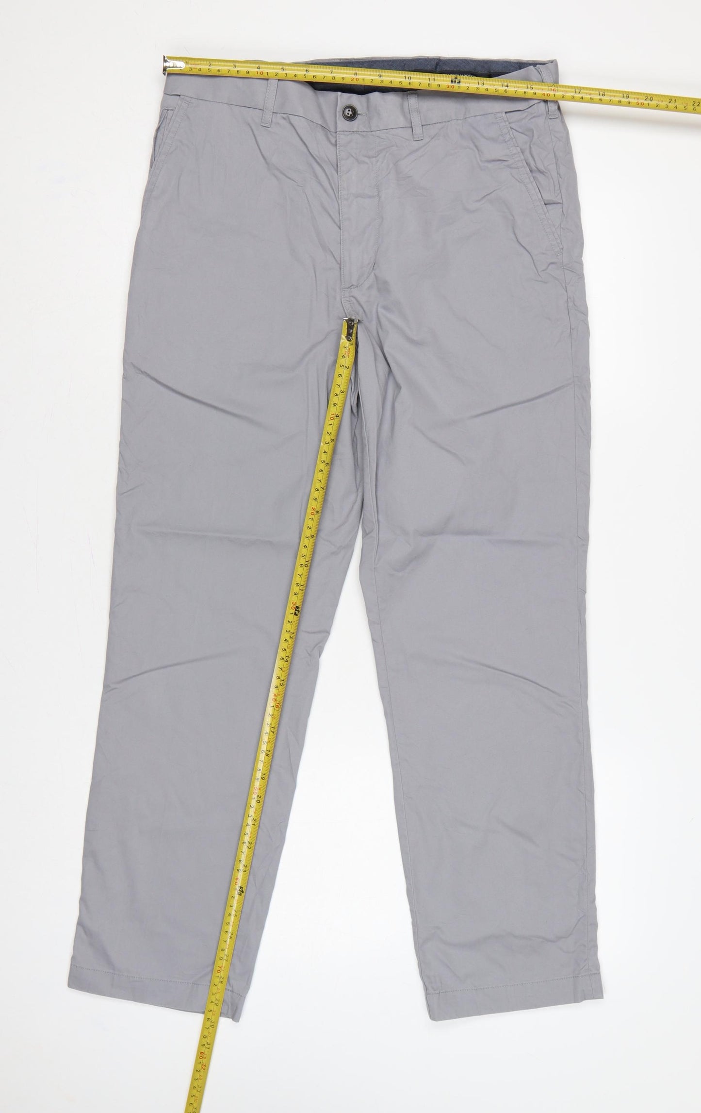 Marks and Spencer Blue Harbour Men Grey 32in Regular Chino Trousers