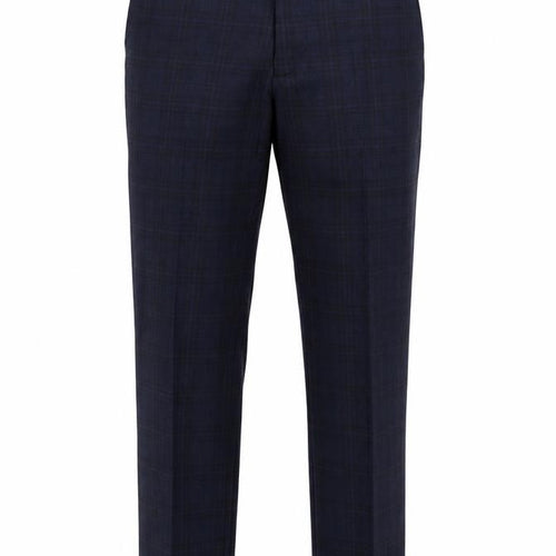 Marks and Spencer Men’s Blue 32 Linen Blend Plaid Dress Trousers