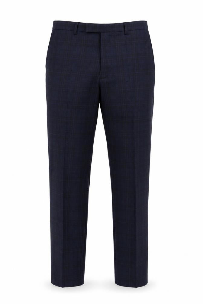 Marks and Spencer Men’s Blue 32 Linen Blend Plaid Dress Trousers