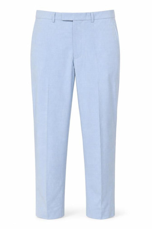 Marks and Spencer Men Blue Slim 32in Long Check Dress Trousers