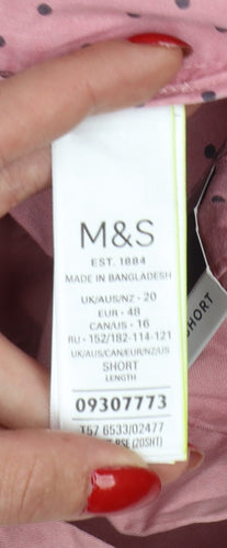 M&S Women’s Pink Chino Trousers UK 20 Short 100% Cotton