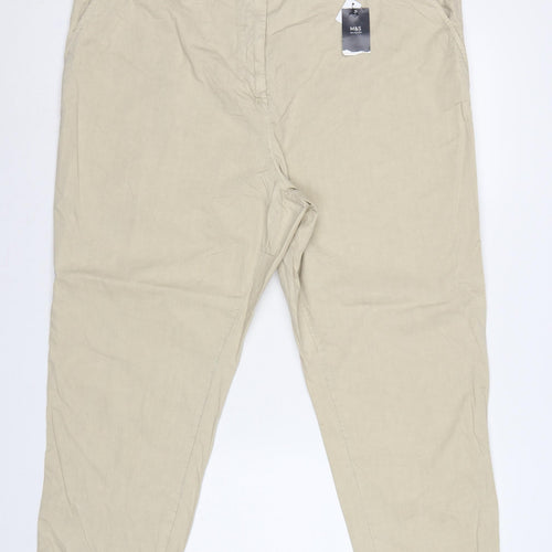 Marks and Spencer Women’s Beige UK 22 Regular Cotton Chino Trousers NWT