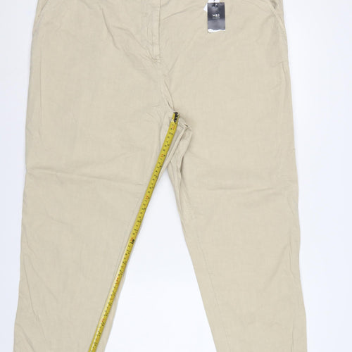 Marks and Spencer Women’s Beige UK 22 Regular Cotton Chino Trousers NWT