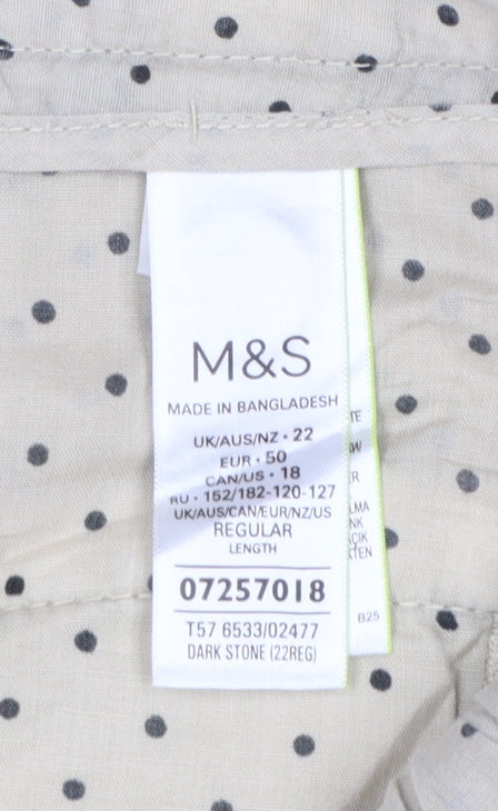 Marks and Spencer Women’s Beige UK 22 Regular Cotton Chino Trousers NWT