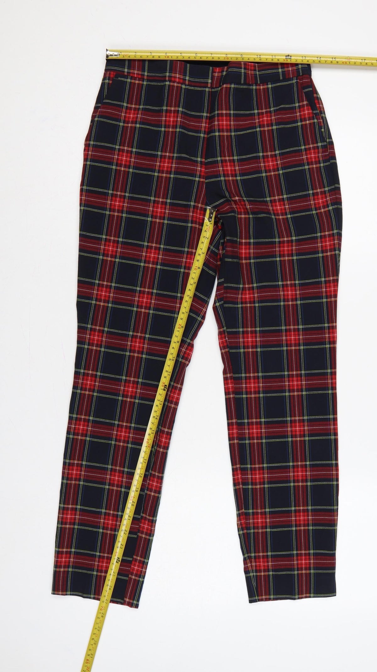 Zara Women’s Multicoloured Plaid Tapered Trousers UK 12