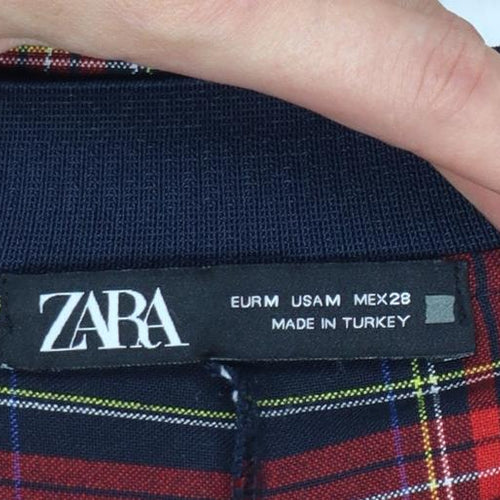 Zara Women’s Multicoloured Plaid Tapered Trousers UK 12