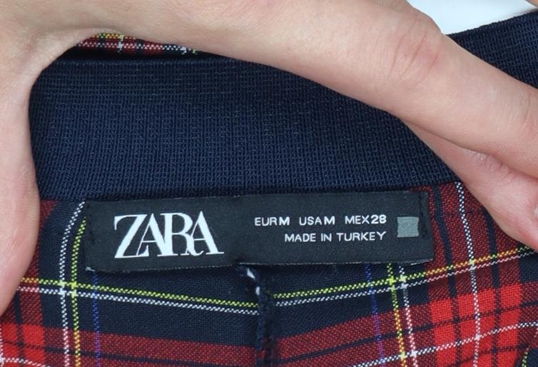 Zara Women’s Multicoloured Plaid Tapered Trousers UK 12