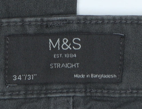 Marks & Spencer Men’s Black 34/31 Straight Stretch Jeans