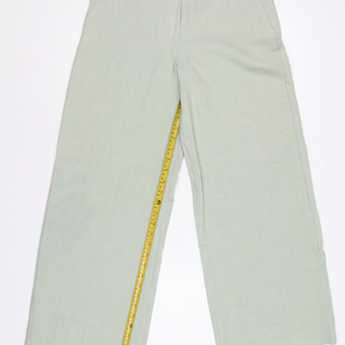 Marks & Spencer Women’s Pale Apple Green UK 10 Short Wide-Leg Trousers
