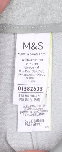 Marks & Spencer Women’s Pale Apple Green UK 10 Short Wide-Leg Trousers