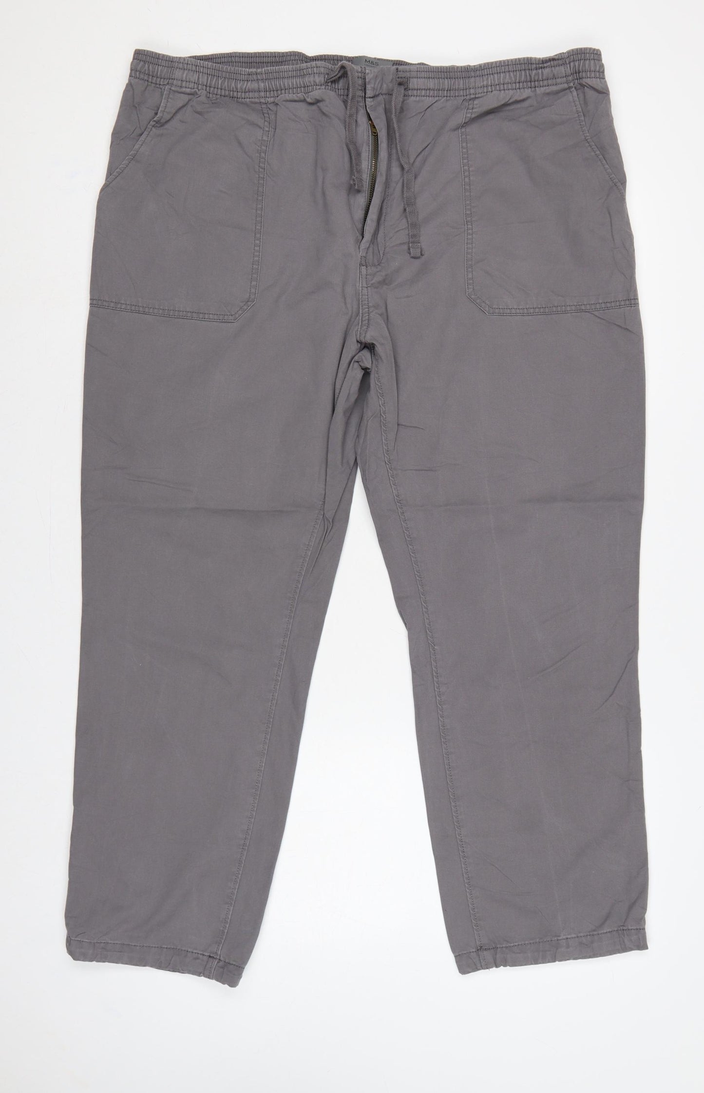 Marks and Spencer Men's Grey 44in Cotton Jogger Trousers 29in Leg