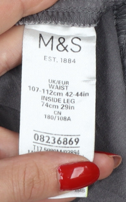 Marks and Spencer Men's Grey 44in Cotton Jogger Trousers 29in Leg