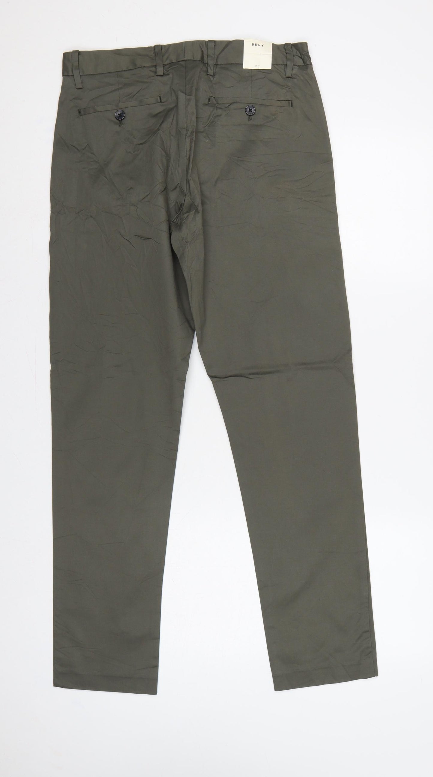 DKNY Men’s Green 29/30 Stretch Chino Straight Trousers