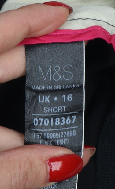 Marks & Spencer Women's Black UK 16 Short Bootcut Trousers