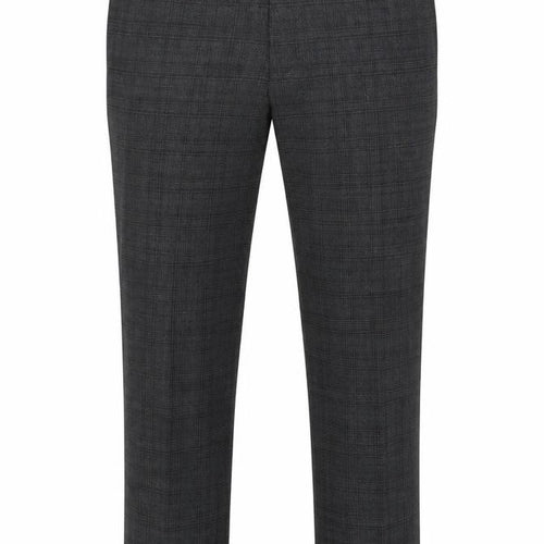 Marks & Spencer Men's Grey Check Slim 36 Short Wool Blend Dress Trousers
