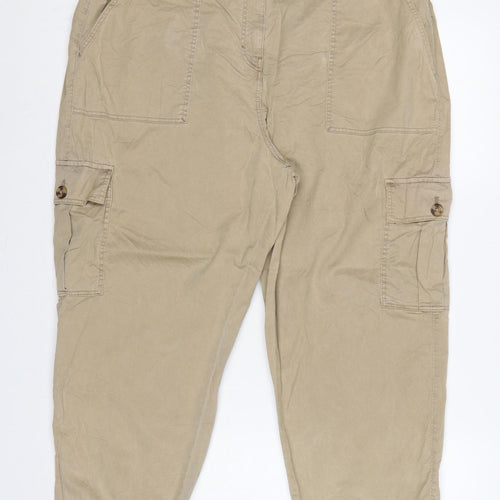 M&S Women’s Beige UK 18 Short Cargo Jogger Trousers Pockets