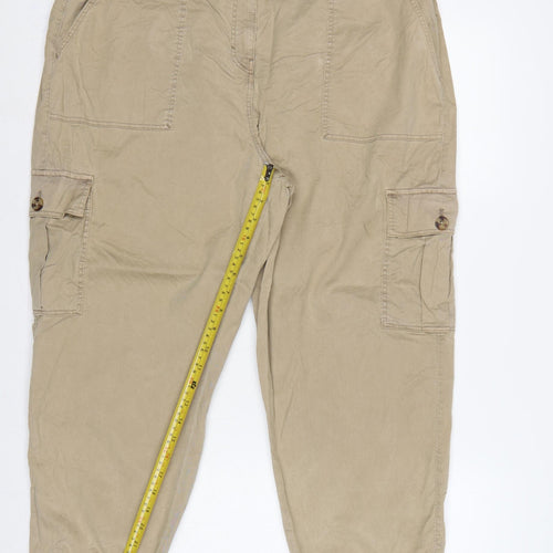 M&S Women’s Beige UK 18 Short Cargo Jogger Trousers Pockets