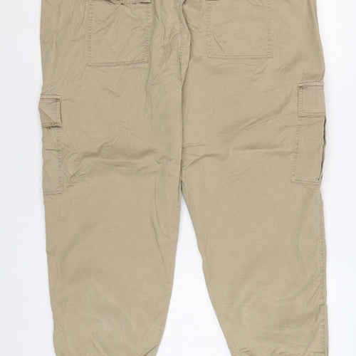 M&S Women’s Beige UK 18 Short Cargo Jogger Trousers Pockets