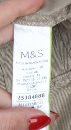 M&S Women’s Beige UK 18 Short Cargo Jogger Trousers Pockets