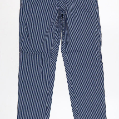 Marks and Spencer Women’s Blue Pinstripe Cotton Chino Trousers UK 6