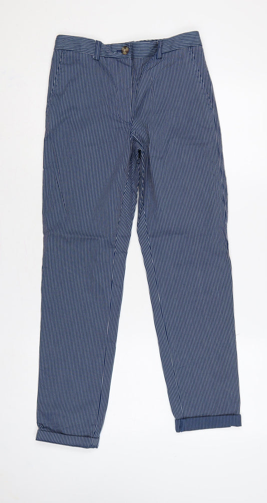 Marks and Spencer Women’s Blue Pinstripe Cotton Chino Trousers UK 6