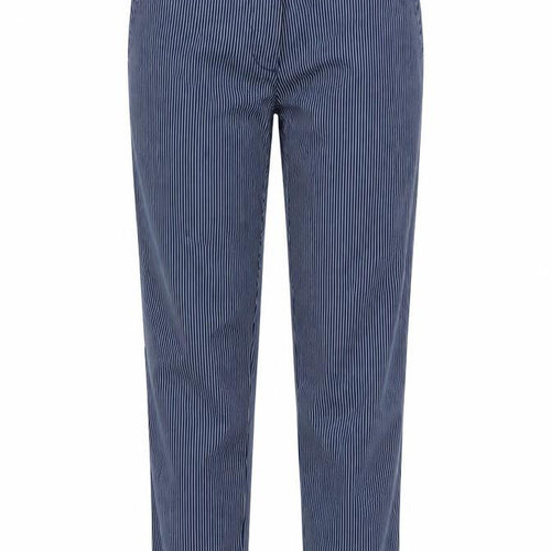 Marks and Spencer Women’s Blue Pinstripe Cotton Chino Trousers UK 6