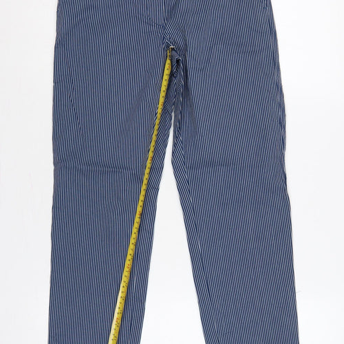 Marks and Spencer Women’s Blue Pinstripe Cotton Chino Trousers UK 6