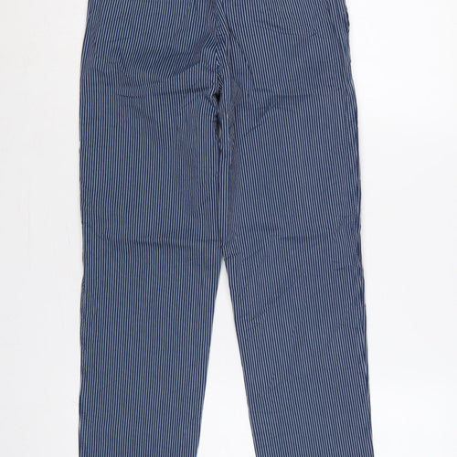 Marks and Spencer Women’s Blue Pinstripe Cotton Chino Trousers UK 6