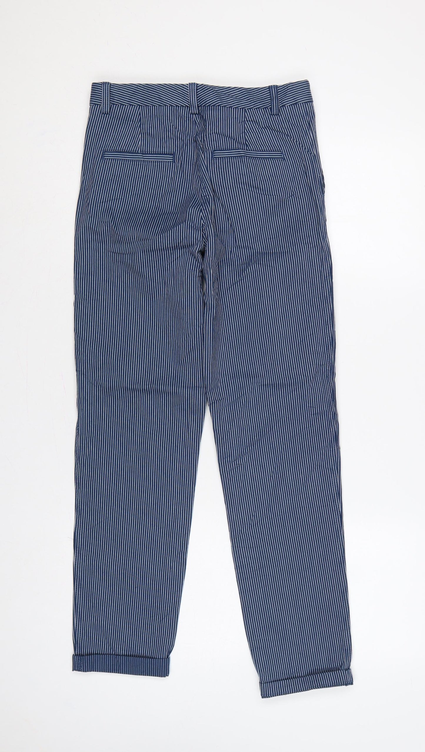 Marks and Spencer Women’s Blue Pinstripe Cotton Chino Trousers UK 6