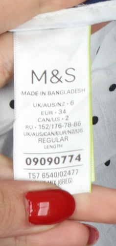Marks and Spencer Women’s Blue Pinstripe Cotton Chino Trousers UK 6