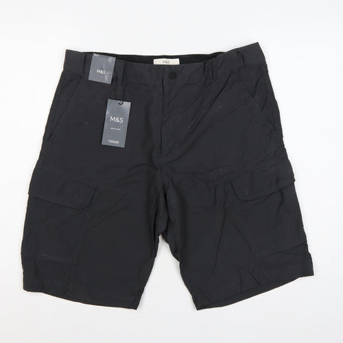 Marks & Spencer Men's Black W34 Active Waist Stormwear Cargo Shorts