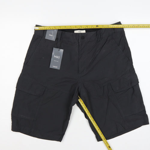 Marks & Spencer Men's Black W34 Active Waist Stormwear Cargo Shorts