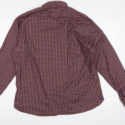 Marks & Spencer Men’s Red Check XL Slim Fit Cotton Button-Up Shirt