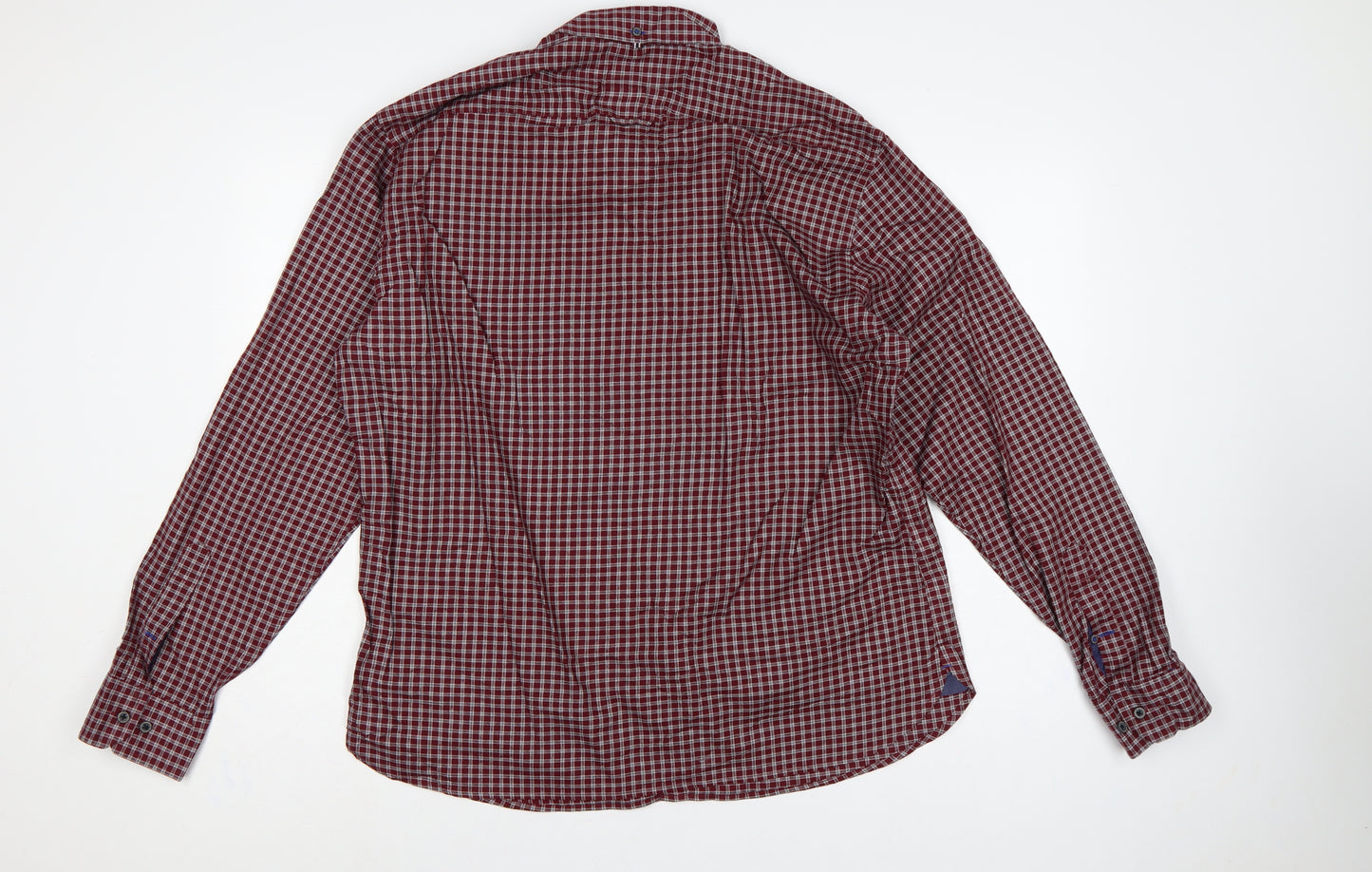 Marks & Spencer Men’s Red Check XL Slim Fit Cotton Button-Up Shirt