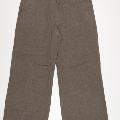 Fenn Wright Manson Women Brown Size 16 Wide-Leg Wool Dress Trousers