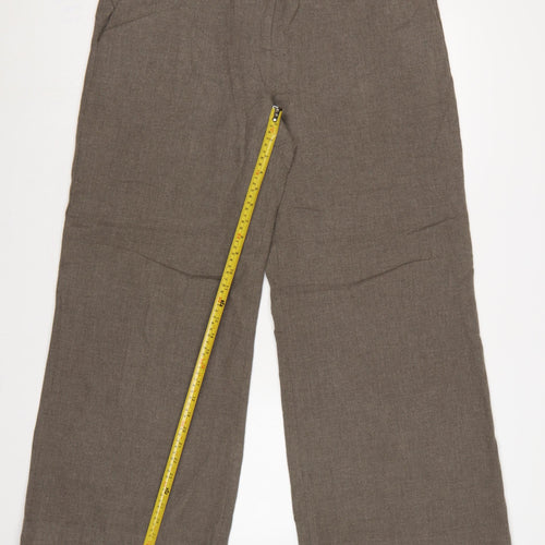 Fenn Wright Manson Women Brown Size 16 Wide-Leg Wool Dress Trousers
