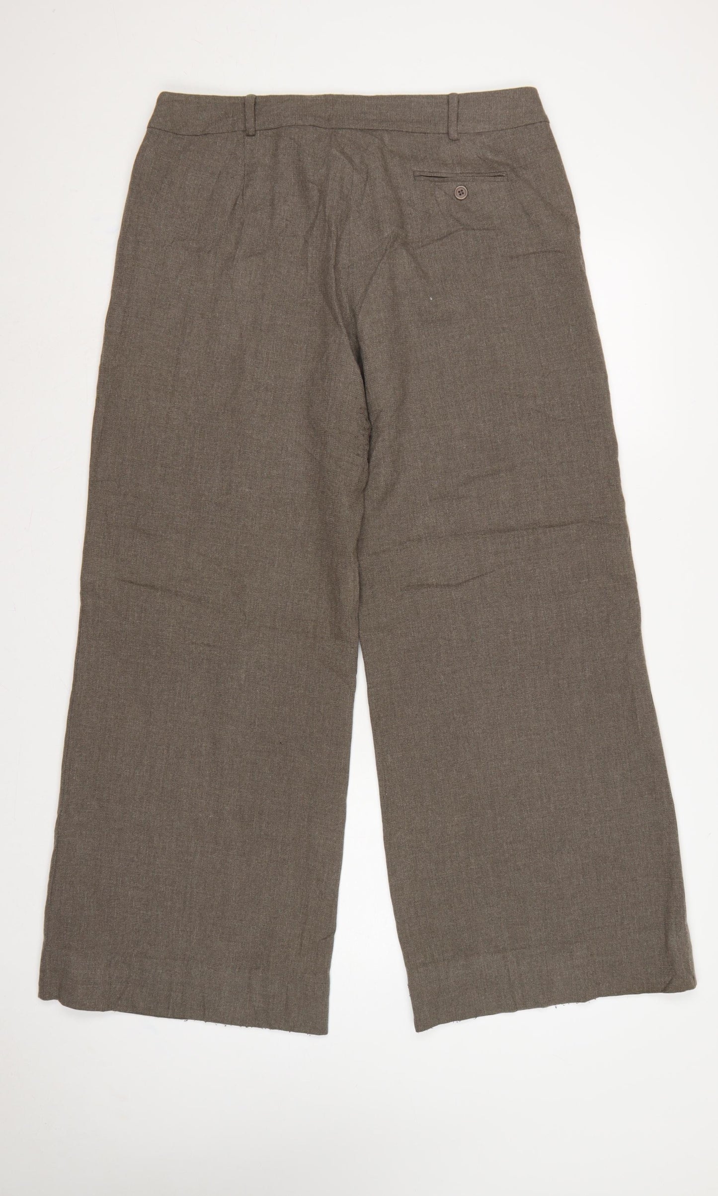 Fenn Wright Manson Women Brown Size 16 Wide-Leg Wool Dress Trousers