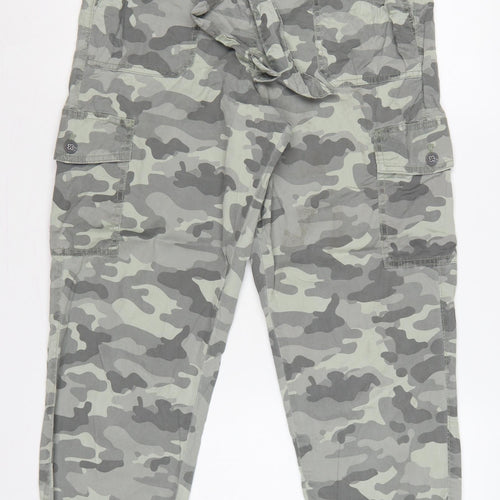 Marks and Spencer Women’s Grey Camo 10-12 Cargo Jogger Trousers Belted