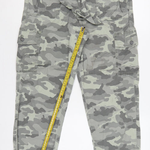 Marks and Spencer Women’s Grey Camo 10-12 Cargo Jogger Trousers Belted
