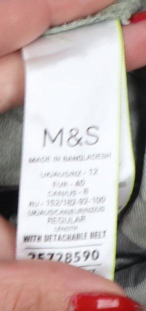 Marks and Spencer Women’s Grey Camo 10-12 Cargo Jogger Trousers Belted