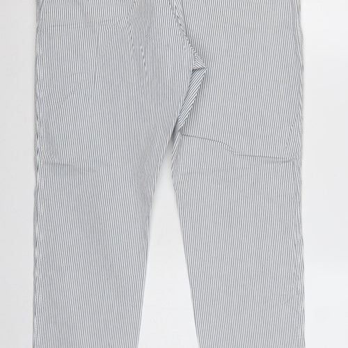 Marks & Spencer Women's White Blue Stripe UK 14 Regular Chino Trousers