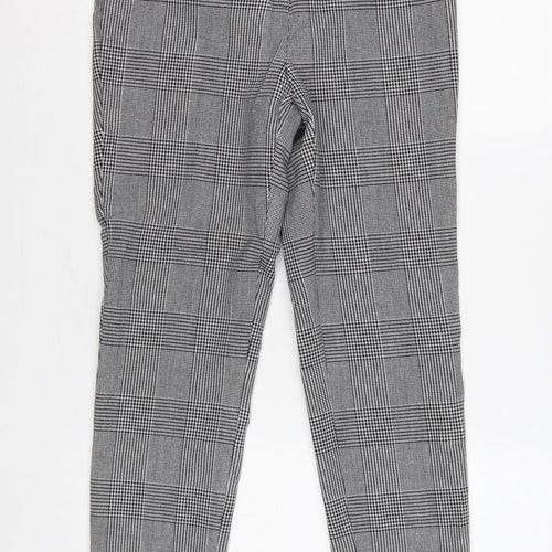 Marks and Spencer Women Grey Check Slim Tapered Trousers UK 8