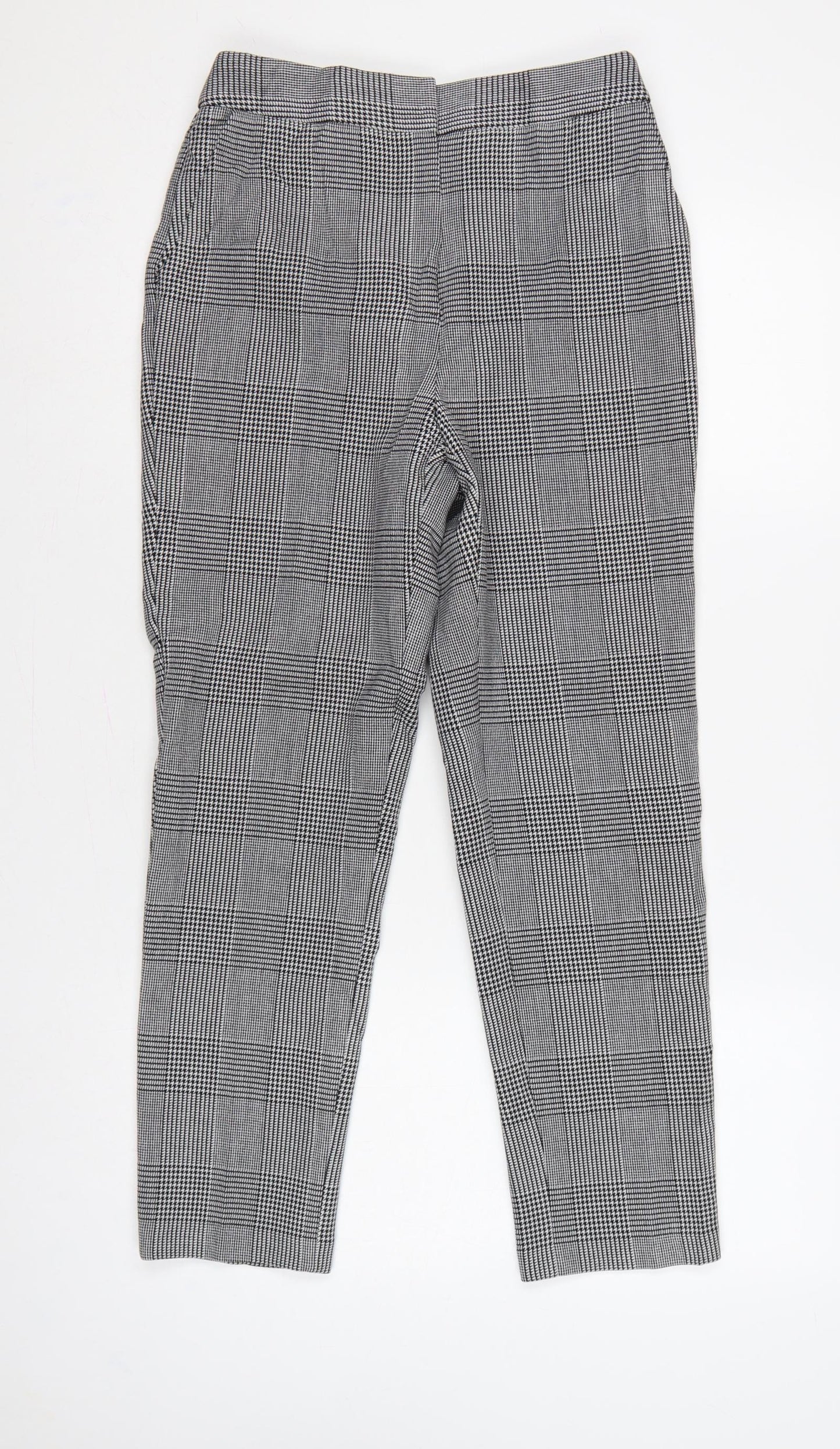 Marks and Spencer Women Grey Check Slim Tapered Trousers UK 8