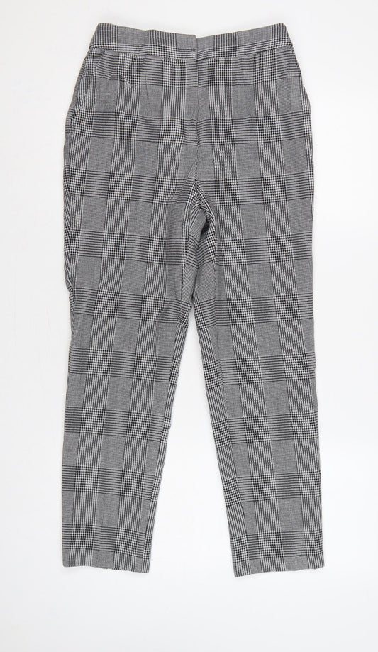 Marks and Spencer Women Grey Check Slim Tapered Trousers UK 8