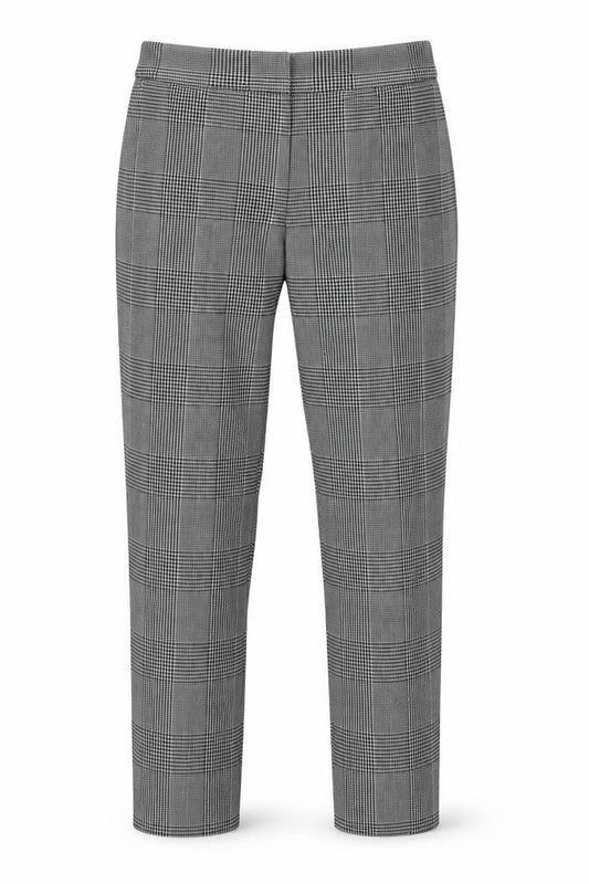 Marks and Spencer Women Grey Check Slim Tapered Trousers UK 8